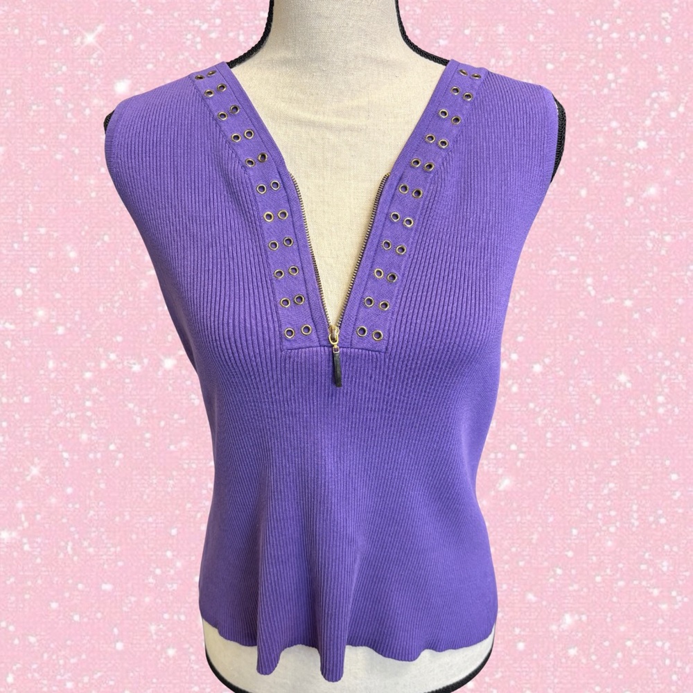 y2k purple zip up tank!